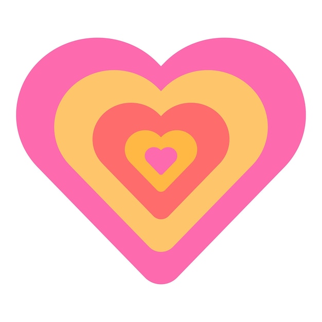 Corazón rosado y naranja símbolo de amor concéntrico que representa los sentimientos románticos