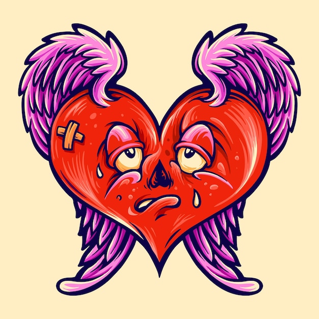 Corazón roto aislado ilustración de San Valentín