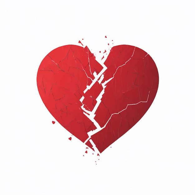 Un corazón roto rojo