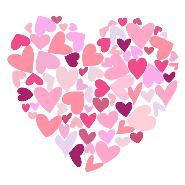 Corazón un símbolo del amor y el Día de San Valentín Un gran corazón hecho de pequeños corazones multicolores
