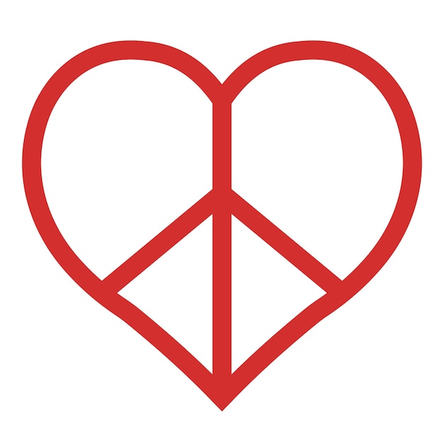 Corazón con símbolo de paz signo hippie pacifista contra la guerra la no violencia