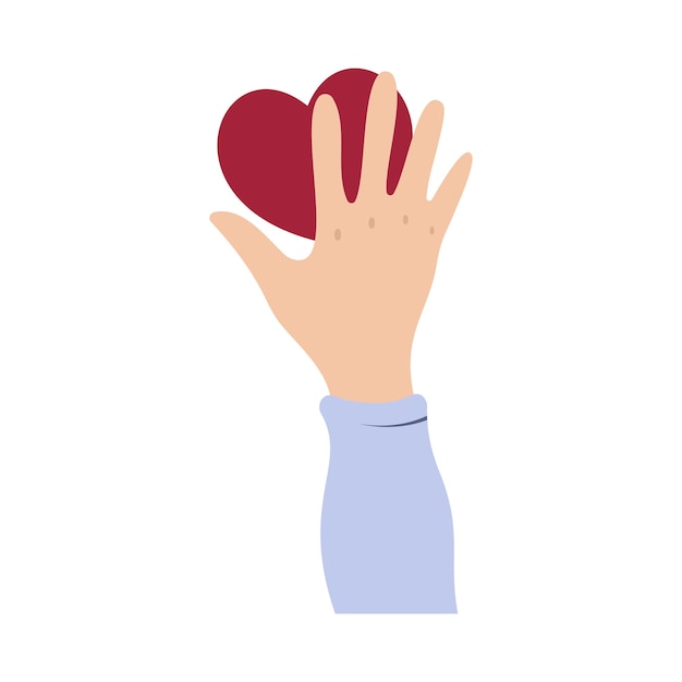 Corazón sostenido por manos diversas Concepto de ilustración vectorial para compartir amor ayudando a otros a la caridad apoyada por la comunidad global
