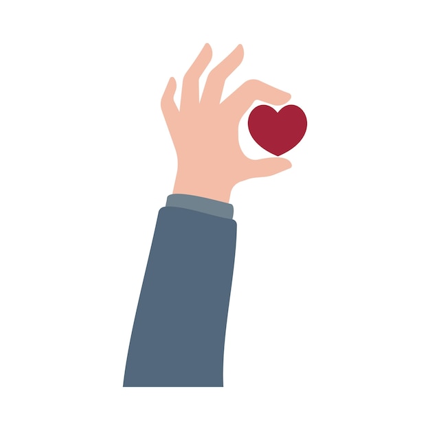 Corazón sostenido por manos diversas Concepto de ilustración vectorial para compartir amor ayudando a otros a la caridad apoyada por la comunidad global