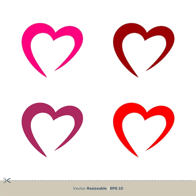Corazón Swoosh Amor Icono Vector Logo Plantilla Ilustración Diseño Vector EPS 10