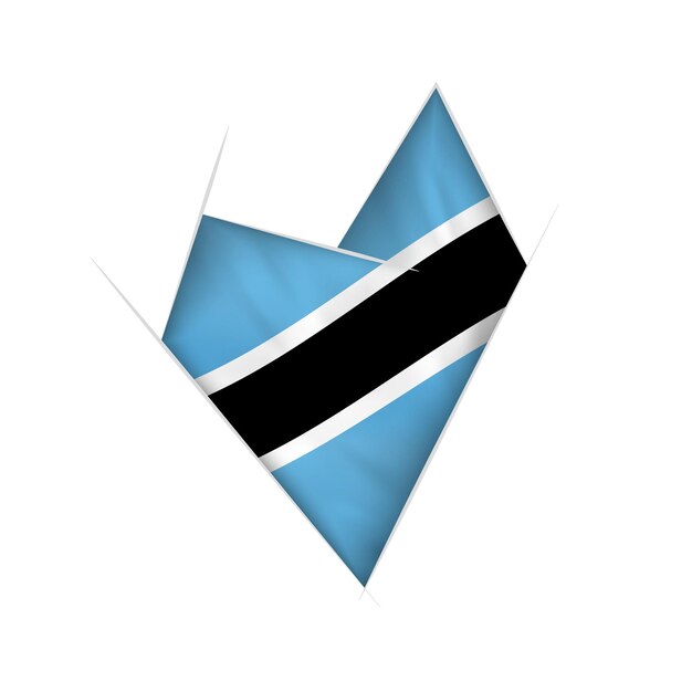 Corazón torcido bosquejado con la bandera de Botswana