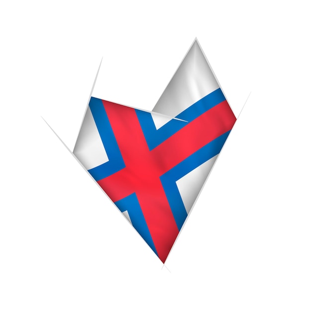 Corazón torcido bosquejado con la bandera de las Islas Feroe