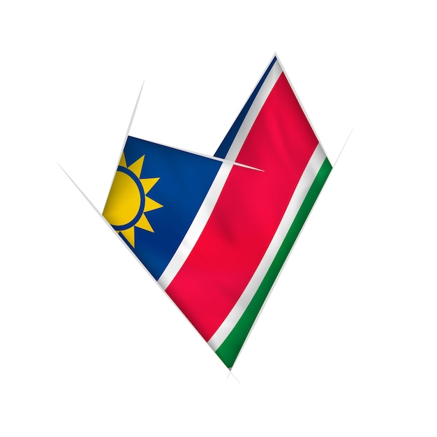 Corazón torcido bosquejado con la bandera de Namibia