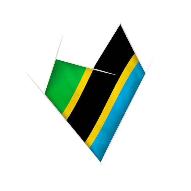 Corazón torcido bosquejado con la bandera de Tanzania
