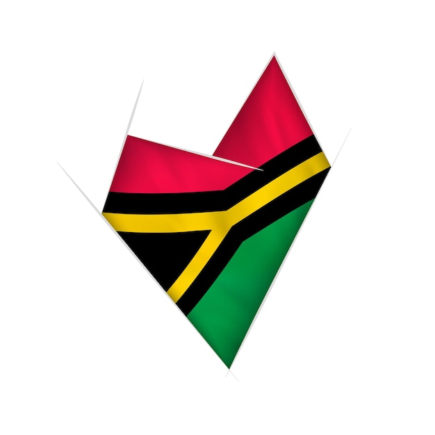 Corazón torcido bosquejado con la bandera de Vanuatu