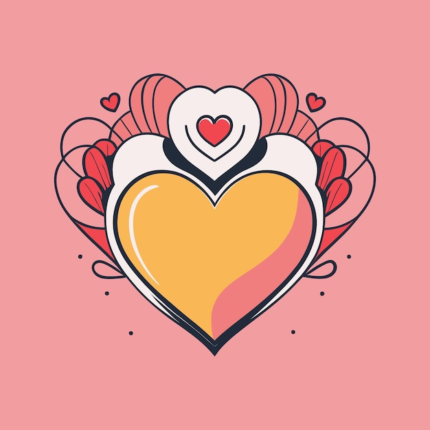 corazón de tribales simétricos y ornamentales en un fondo femenino y colores rosados