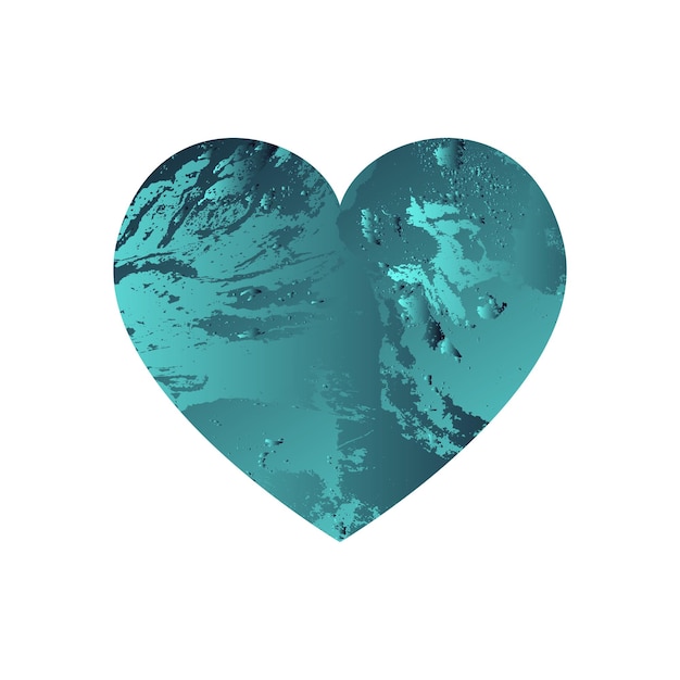 Corazón turquesa con degradado y textura abstracta isotated sobre fondo blanco Elemento para tarjeta de felicitación Boda de San Valentín Concepto creativo