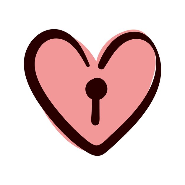 El corazón del vector se bloquea el día de San Valentín en blanco