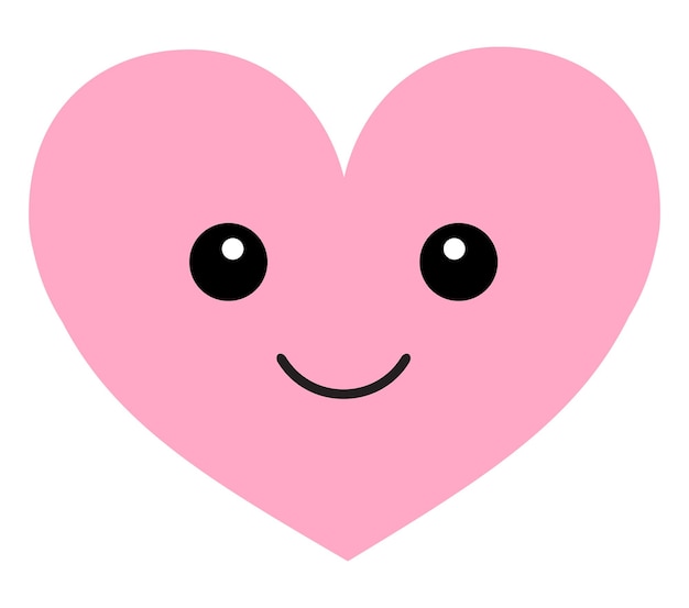 Corazón de vector con cara aislada sobre fondo blanco