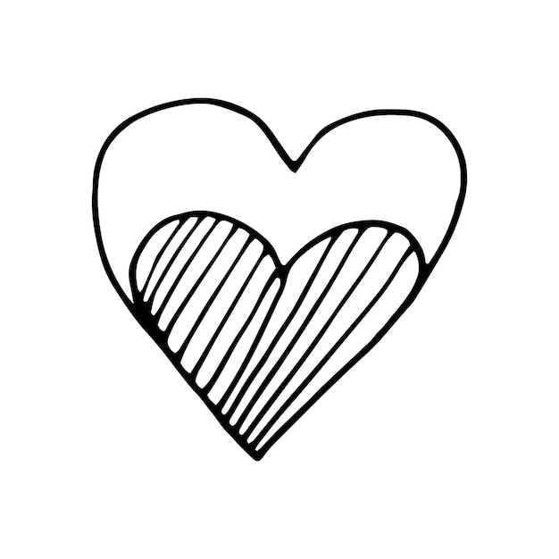 Corazón de vector de garabato simple para el día de San Valentín tarjetas carteles envoltura y diseño Corazón dibujado a mano aislado sobre fondo blanco Símbolo de forma geométrica Ilustración del día de San Valentín
