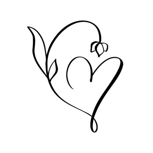 Corazón de vector con icono de signo de flor sobre fondo blanco Ilustración símbolo romántico amor pasión y boda Plantilla para cartel de tarjeta de camiseta Elemento plano de diseño del día de San Valentín