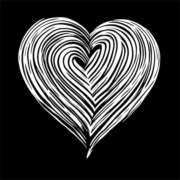 corazón vectorial blanco y negro estilizado