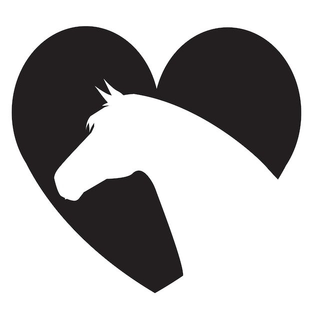 Corazón vectorial con cabeza de caballo