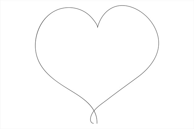 Corazón vectorial continuo arte de una línea dibujo color forma señal de amor contorno ilustración vectorial