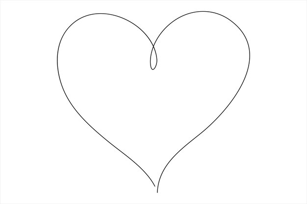 Corazón vectorial continuo arte de una línea dibujo color forma señal de amor contorno ilustración vectorial