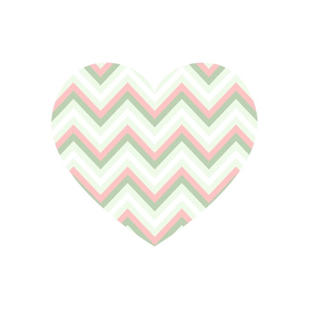 Corazón vectorial con patrón de rayas horizontales en zigzag