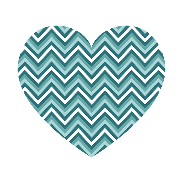 Corazón vectorial con patrón de rayas horizontales en zigzag