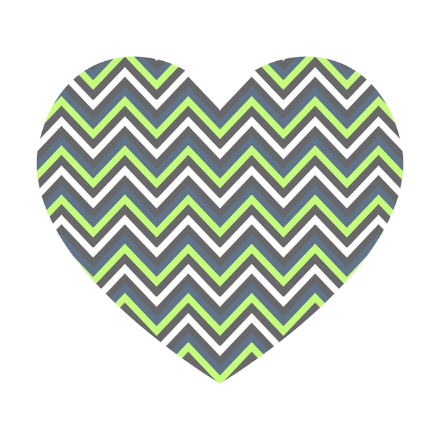 Corazón vectorial con patrón de rayas horizontales en zigzag