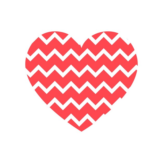 Corazón vectorial con patrón de rayas horizontales en zigzag