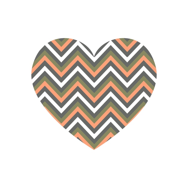 Corazón vectorial con patrón de rayas horizontales en zigzag