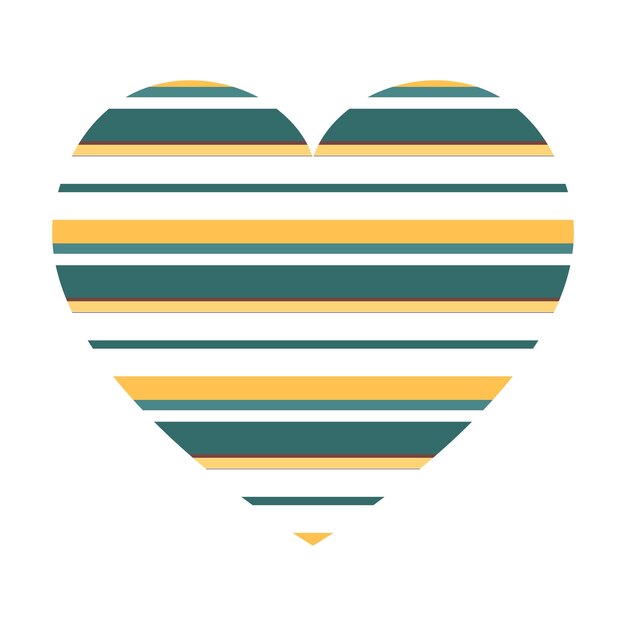 Corazón vectorial con patrón de rayas horizontales