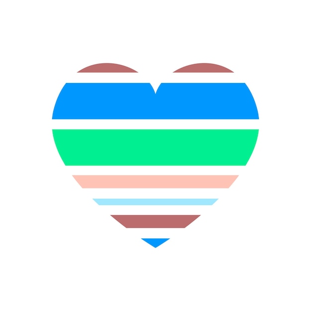 Corazón vectorial con patrón de rayas horizontales
