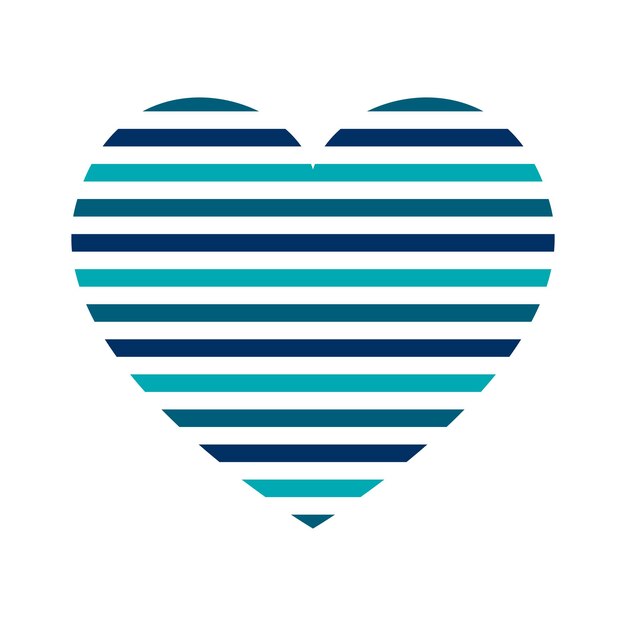Corazón vectorial con patrón de rayas horizontales