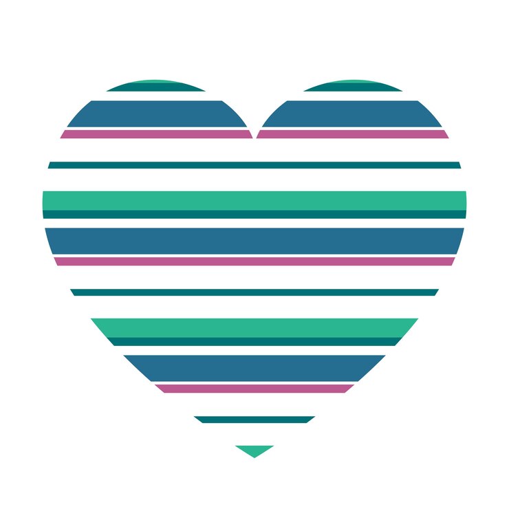 Vector corazón vectorial con patrón de rayas horizontales