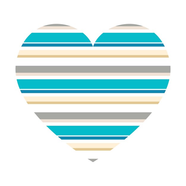 Corazón vectorial con patrón de rayas horizontales