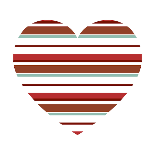 Corazón vectorial con patrón de rayas horizontales
