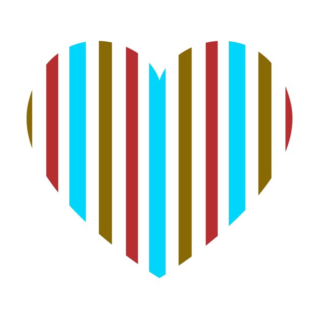 Corazón vectorial con patrón de rayas verticales