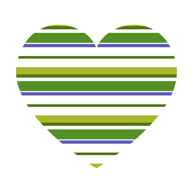 Corazón vectorial con patrón de rayas verticales