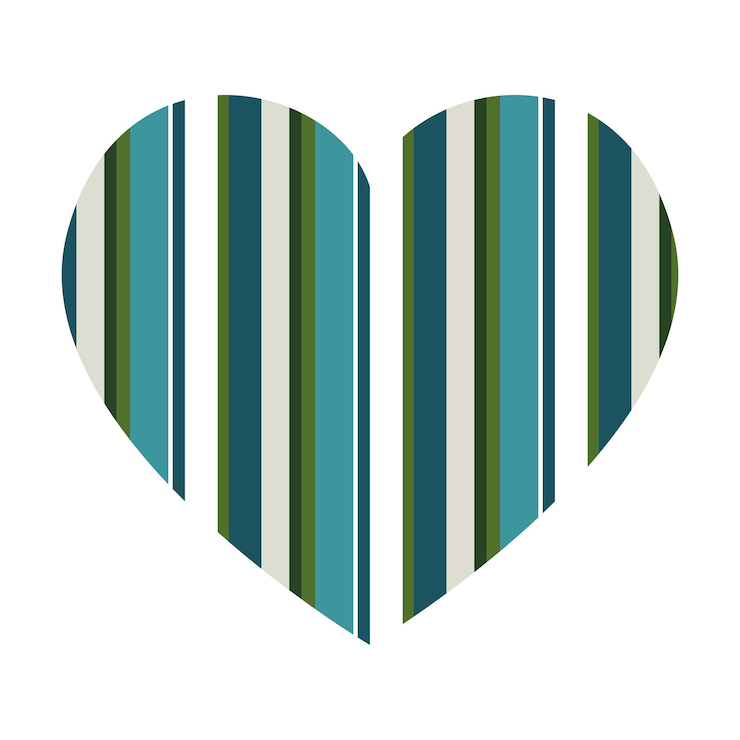 Vector corazón vectorial con patrón de rayas verticales