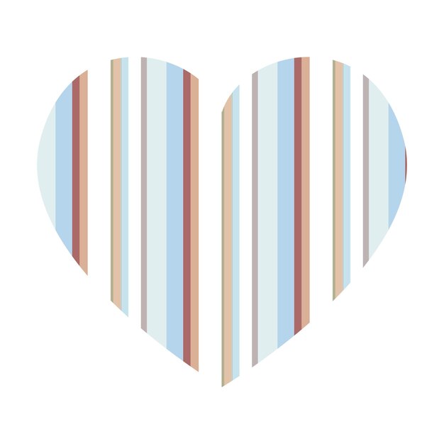 Corazón vectorial con patrón de rayas verticales