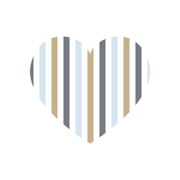 Corazón vectorial con patrón de rayas verticales