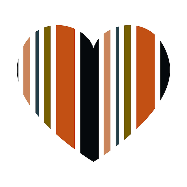 Corazón vectorial con patrón de rayas verticales