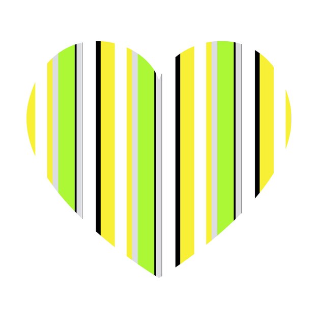 Corazón vectorial con patrón de rayas verticales