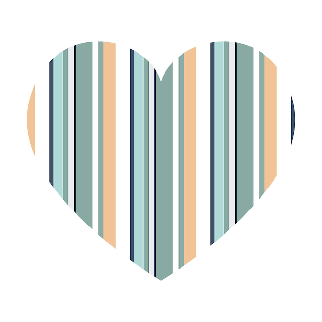 Corazón vectorial con patrón de rayas verticales