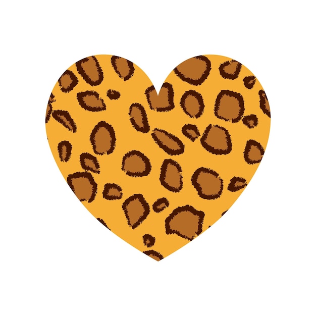 Corazón vectorial con patrón de textura de estampado de leopardo