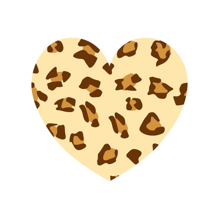 Vector corazón vectorial con patrón de textura de estampado de leopardo