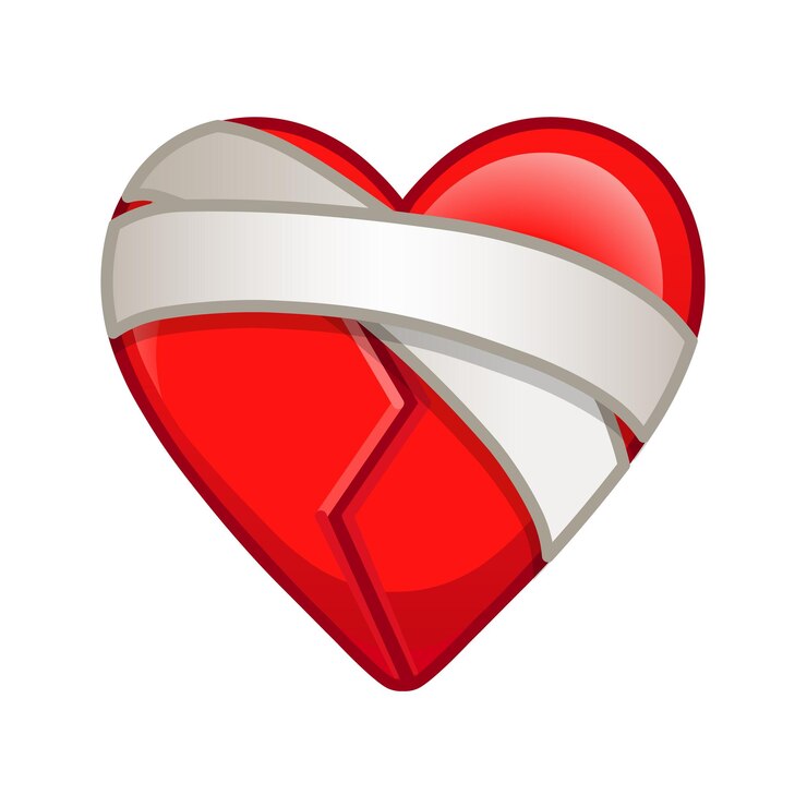 Corazón en vendajes Icono de gran tamaño para sonrisa emoji