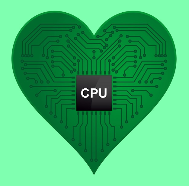 Corazón verde con chip