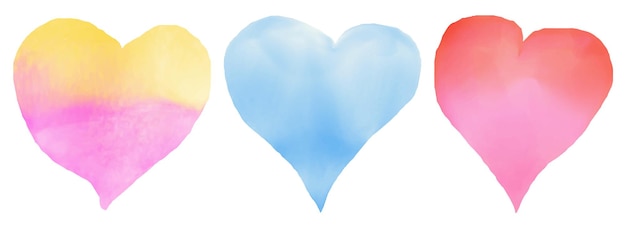 Corazones de acuarela en color pastel