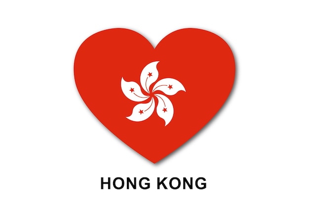 Vector corazones de banderas de hong kong