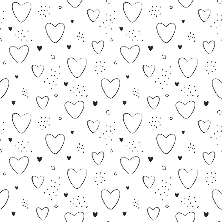 Vector corazones blancos y negros