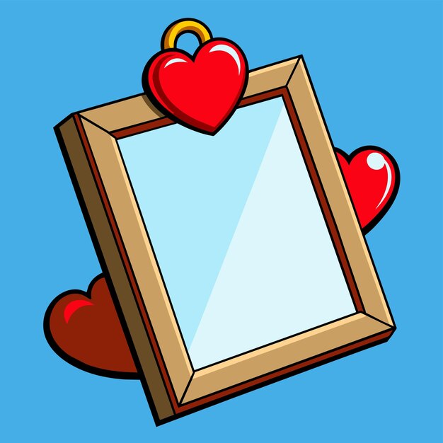 Vector corazones borde y marco dibujado a mano personaje de dibujos animados pegatina icono concepto ilustración aislada